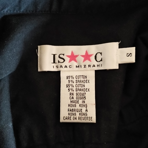 Isaac Mizrahi Black Button Down Stretchy Cotton Shirt (Size S) - Picture 4 of 5